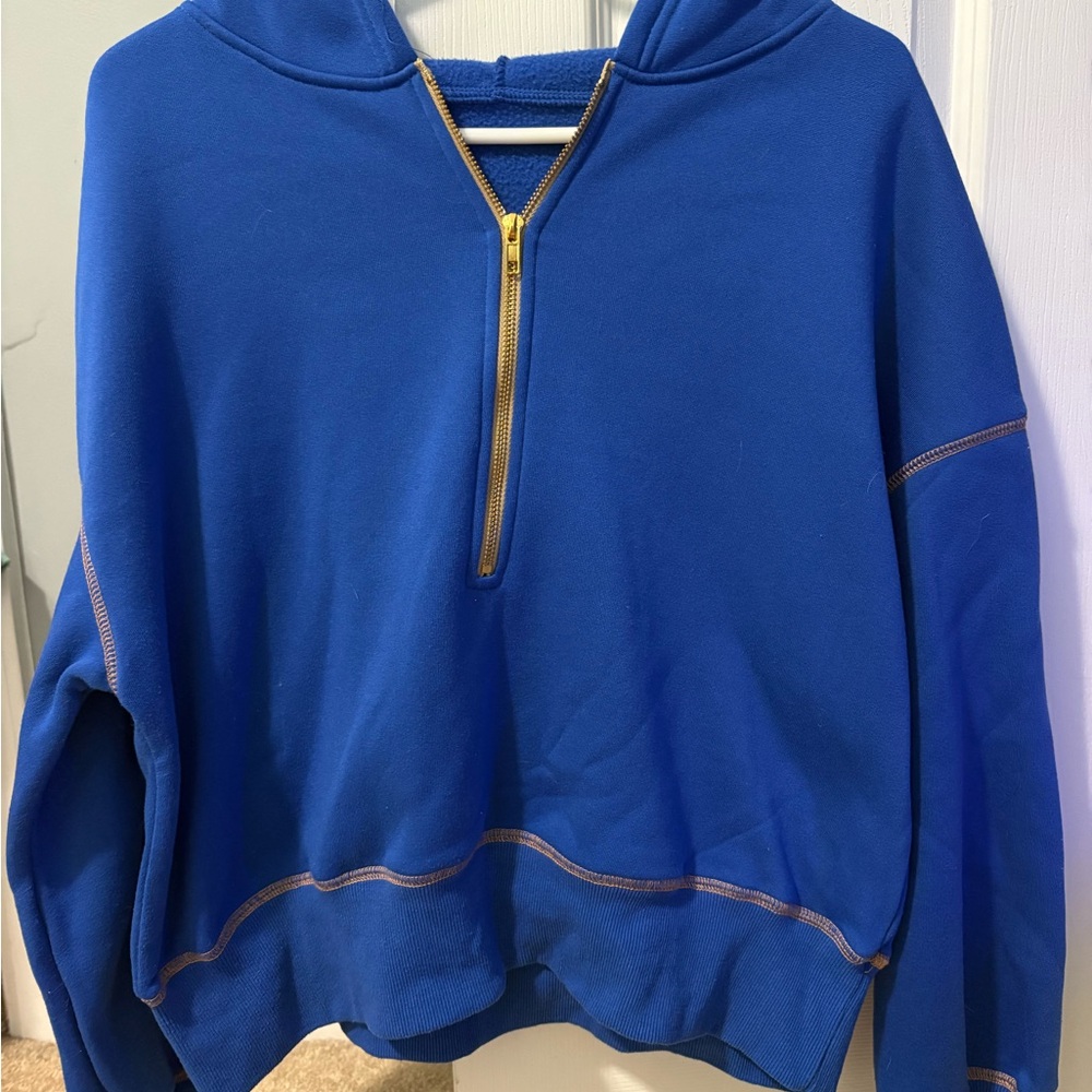 SHEIN Men's Royal Blue Zip-Up Sweater